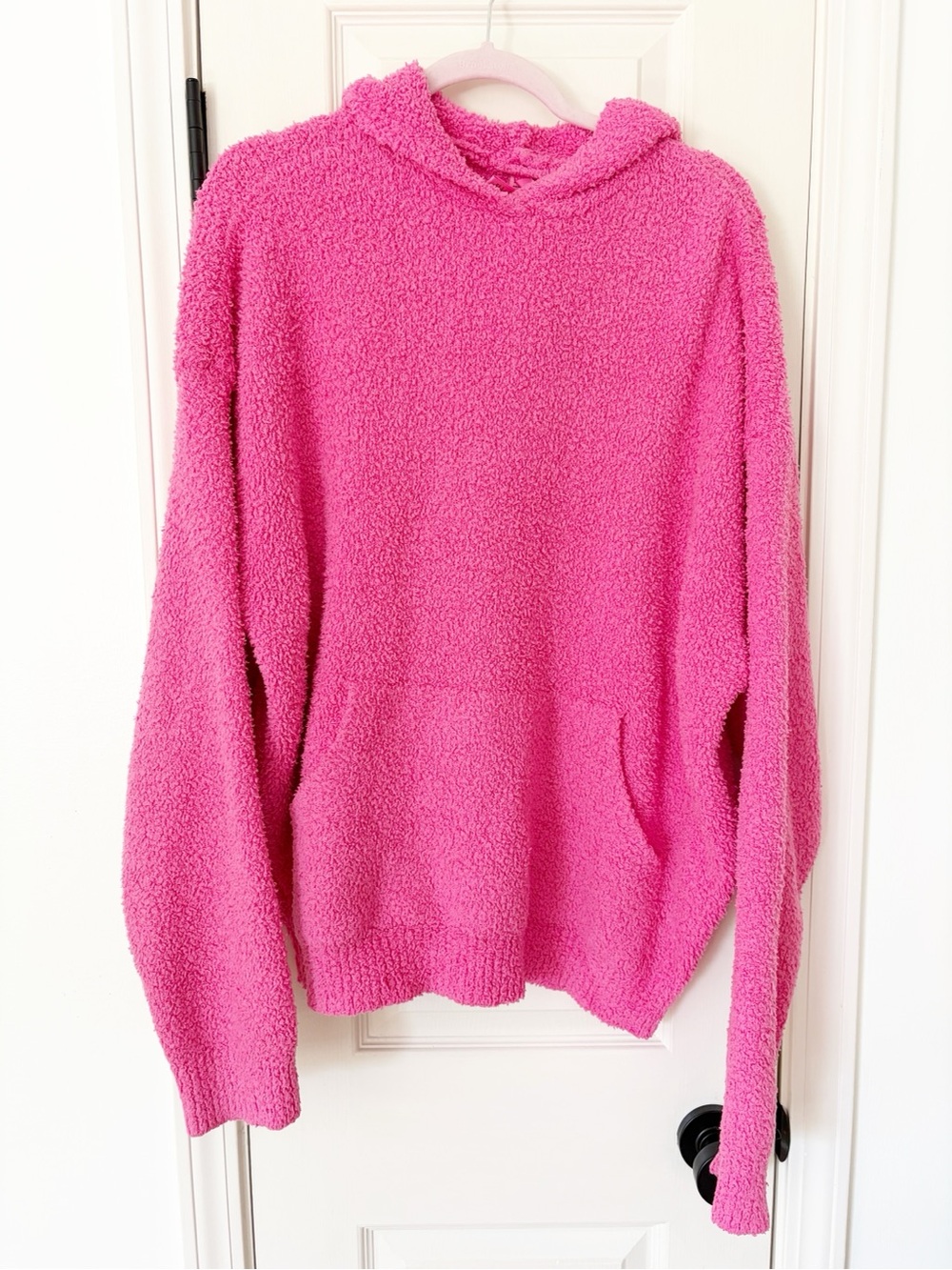 SKIMS hot pink teddy bear Plush Hooded Pullover hoodie sweatshirt medium